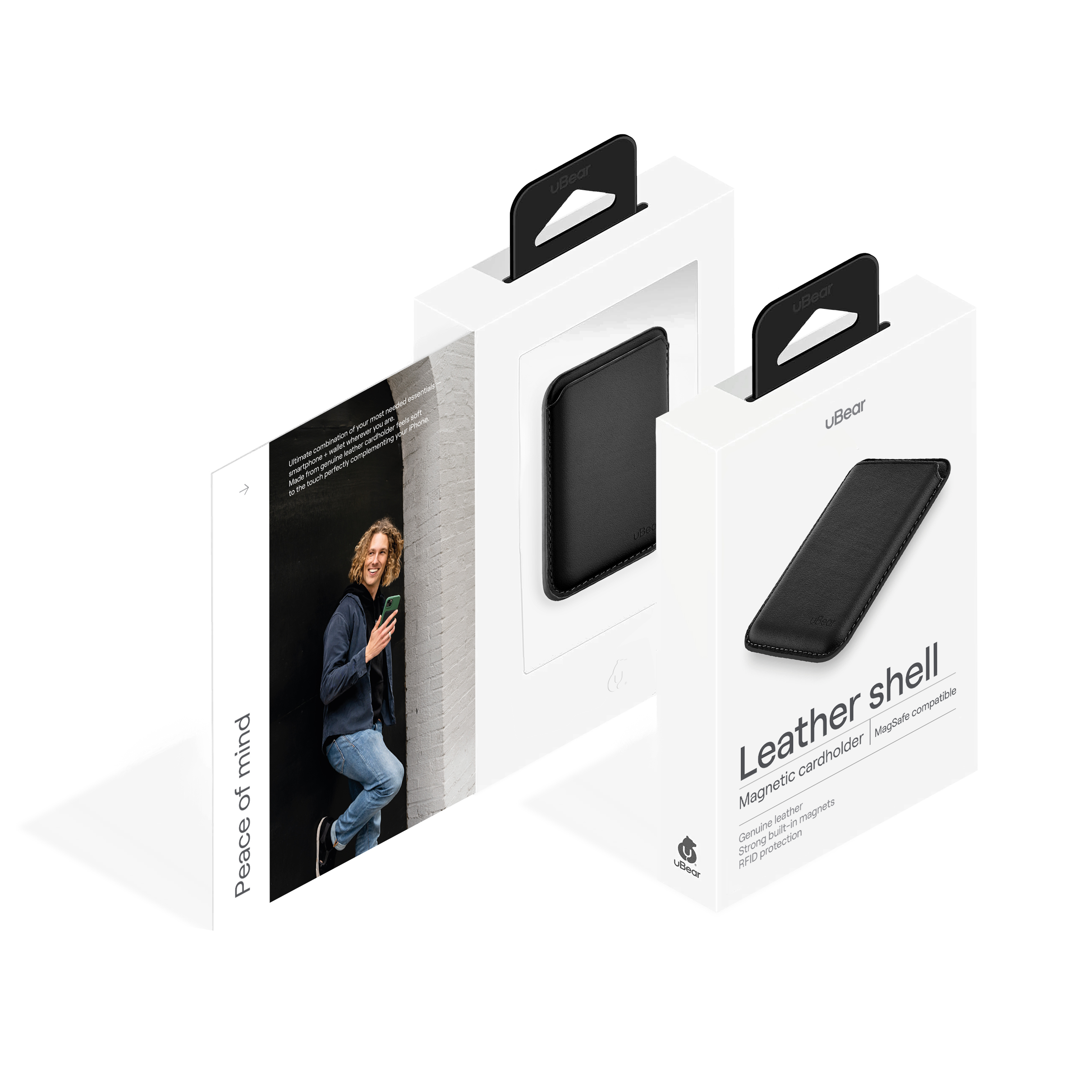 Магнитный кардхолдер uBear Leather Shell, синий