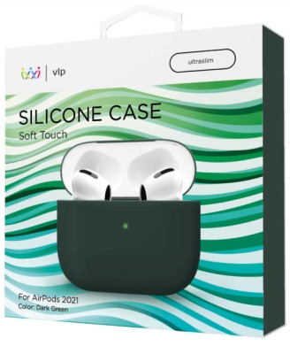 Чехол силиконовый VLP Soft Touch для AirPods 3, темно-зеленый