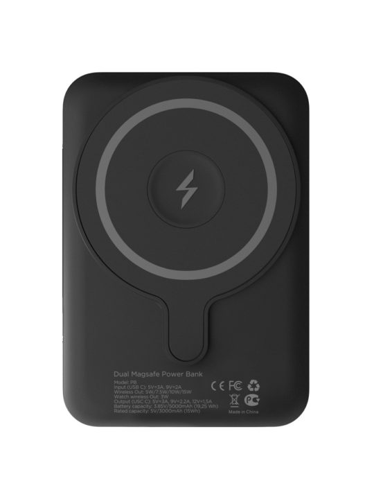 Аккумулятор внешний VLP Dual Magsafe PowerBank 5000 mAh, USB-C, черный