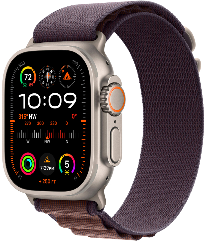 Apple Watch Ultra 2 GPS + Cellular, 49 мм, корпус из титана, ремешок Alpine цвета индиго, L