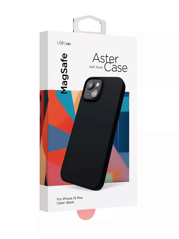 Чехол защитный VLP Aster Case с MagSafe для iPhone 15 Plus, черный