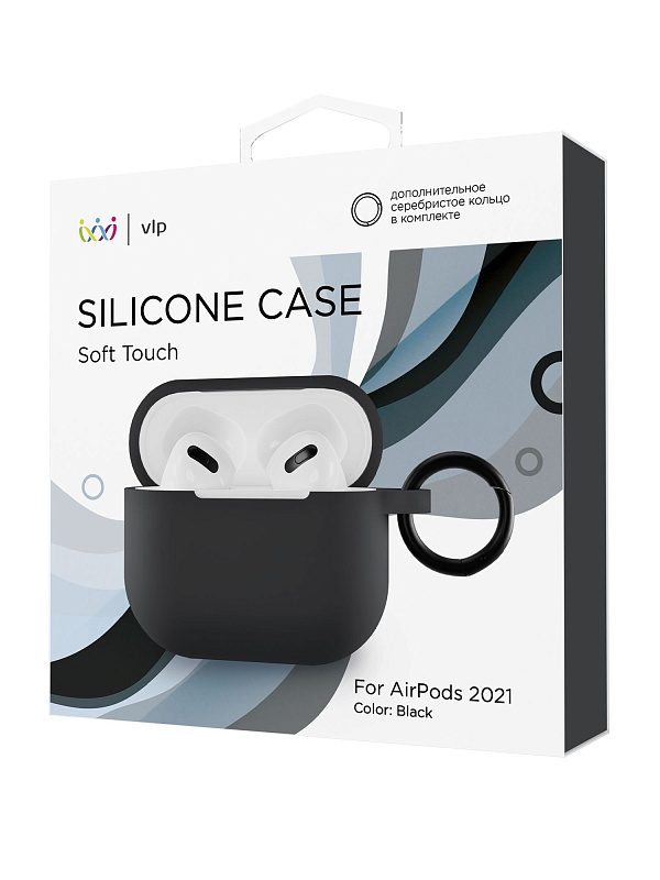 Чехол силиконовый VLP Soft Touch, с кольцом, для AirPods 3, черный