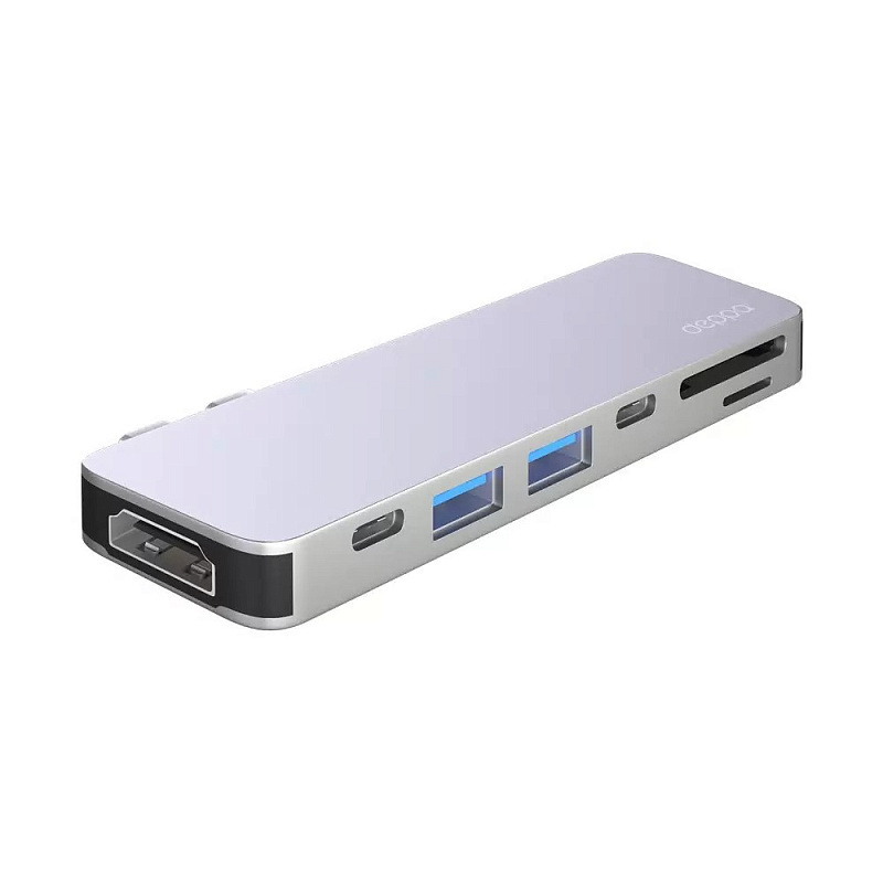 USB-C адаптер Deppa для MacBook 7-в-1, серебристый