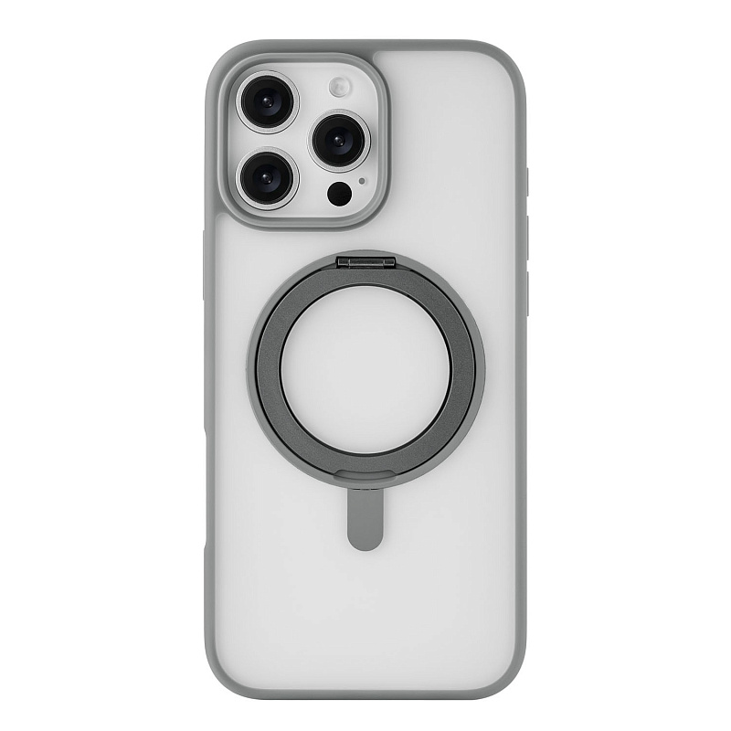 Чехол защитный uBear Clip 360 Mag Case для iPhone 16 Pro Max, с магнитной подставкой, серый