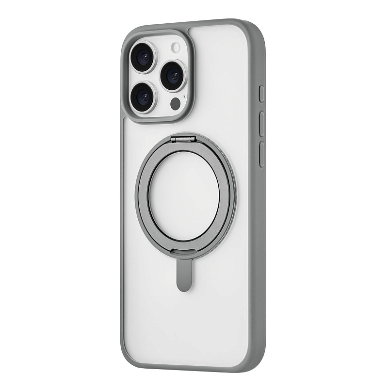 Чехол защитный uBear Clip 360 Mag Case для iPhone 16 Pro Max, с магнитной подставкой, серый