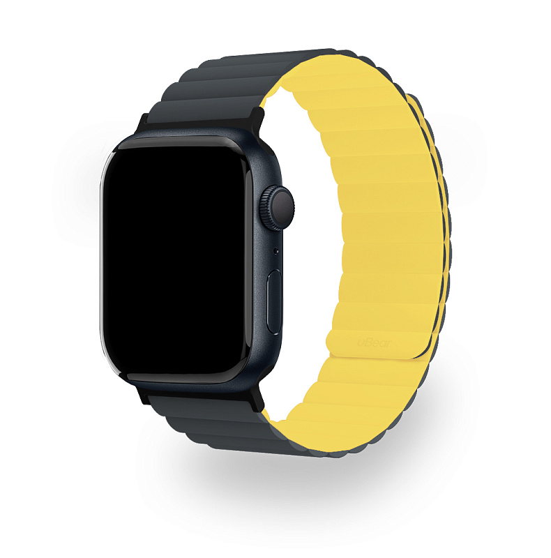Ремешок uBear Mode для Apple Watch S/M (38, 40, 41 мм), серый/жёлтый Ремешок uBear Mode для Apple Watch S/M (38, 40, 41 мм), серый/жёлтый