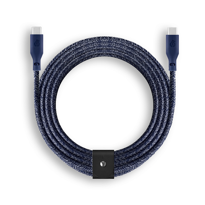 Зарядный кабель uBear Trend, USB-C/USB-С, 140 Вт,  2,4м, синий