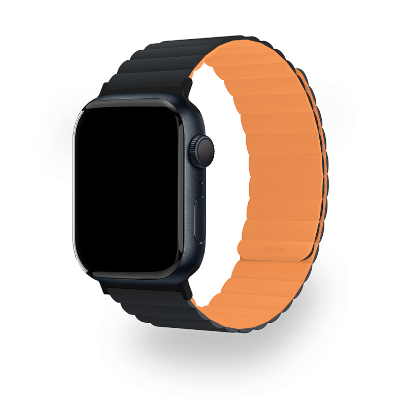 Ремешок uBear Mode для Apple Watch M/L (42, 44, 45, 49 мм), чёрный/оранжевый Ремешок uBear Mode для Apple Watch M/L (42, 44, 45, 49 мм), чёрный/оранжевый